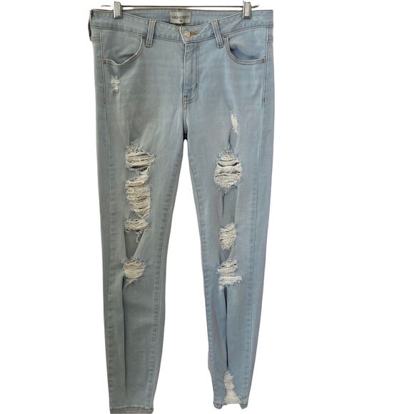 High Street Jeans Womens 28 Distressed Light Wash Blue Stretch - Picture 1 of 10